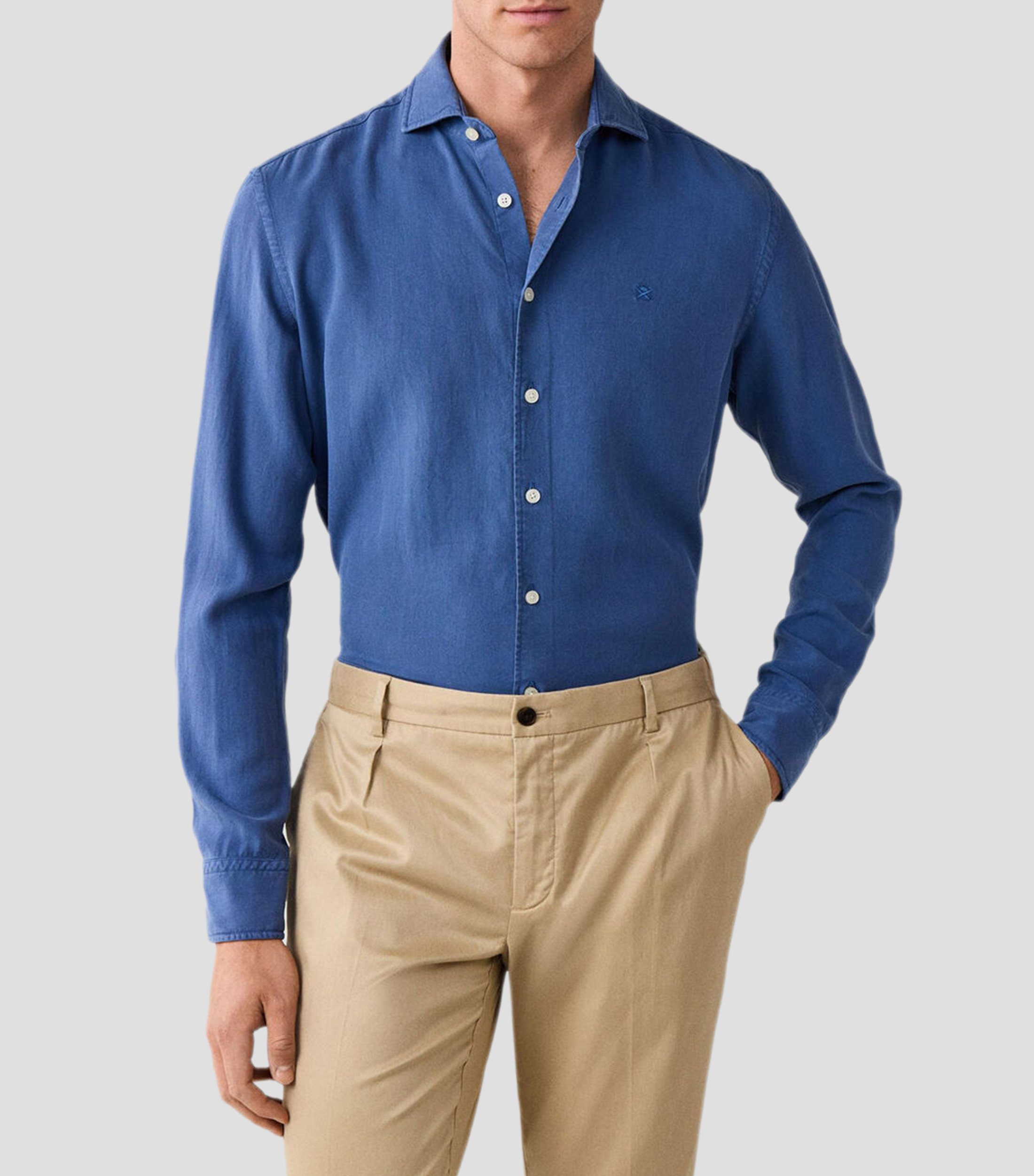 Camisa lisa manga larga Hombre